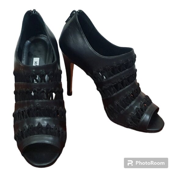 Manolo Blahnik Shoes - MANOLO BLAHNIK Pila Black Leather Sandales Bootines Chaussures Bootes Size 36.5